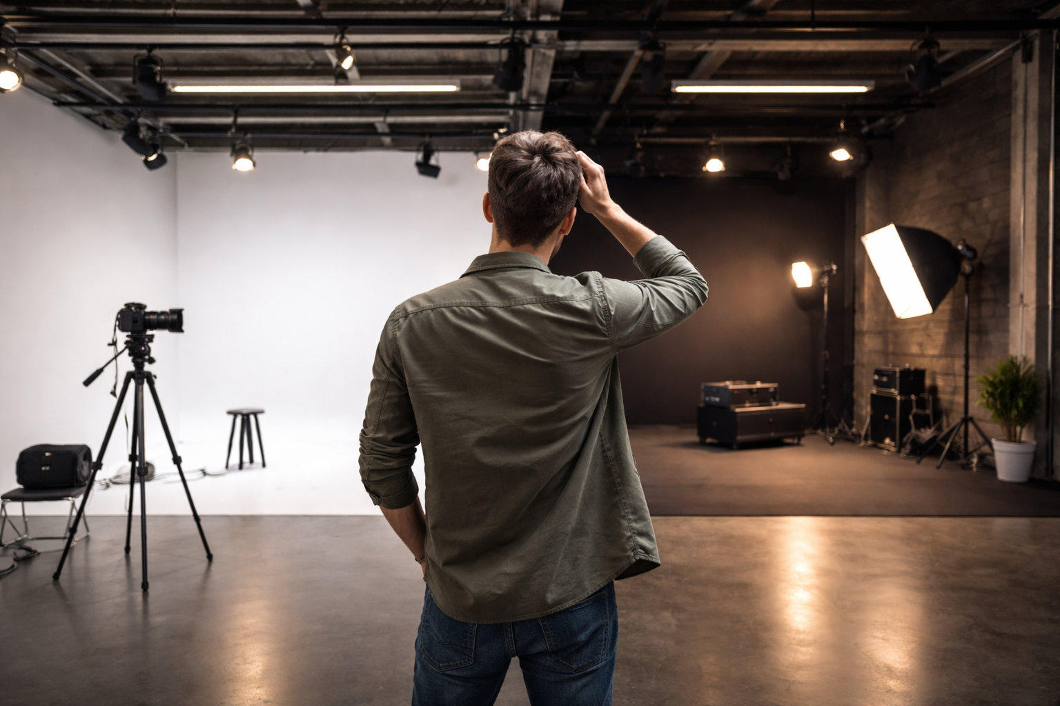 Maker twijfelt tussen witte en zwarte studio bij studio huren per dag
