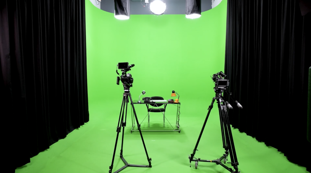 Greenscreen studio huren met professionele video setup en groene achtergrond